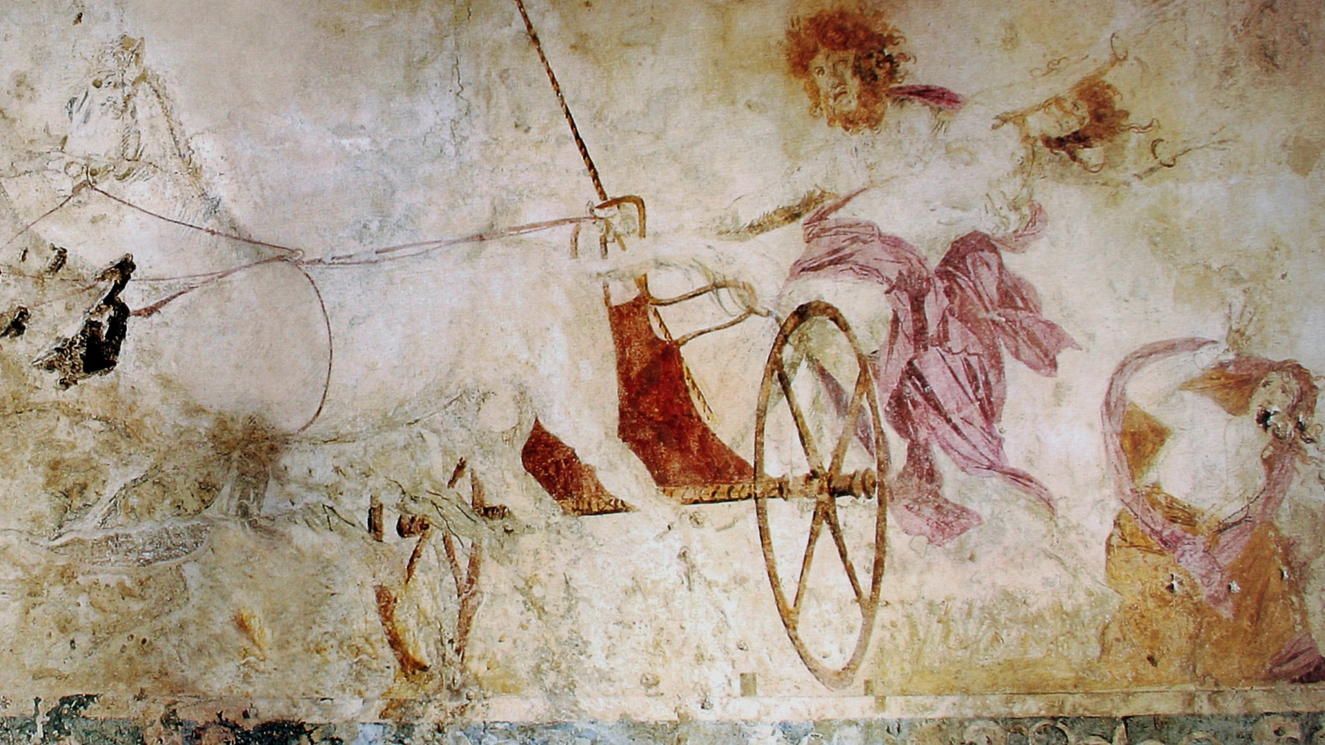 Ade rapisce Persefone, affresco nella piccola tomba reale di Vergina, Macedonia, Grecia