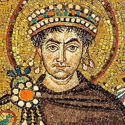 Giustiniano, dettaglio del mosaico nella basilica di San Vitale a Ravenna